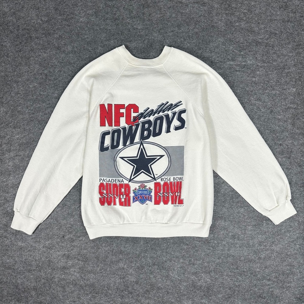 Vintage 1993 Dallas Cowboys Super‎ Bowl Rose Bowl Sweatshirt Large NFL Tultex